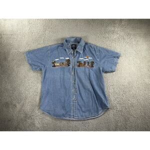 Vintage Quizz‎ Noahs Arc Shirt Women 20 Blue Jean Denim Button Up
